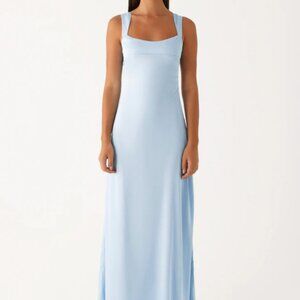Satin Blue Maxi Dress, Size 0, NWT